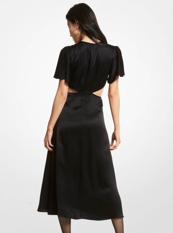 Damske Saty Michael Kors Satin Cutout Čierne - Oblecenie Michael Kors Outlet | RUHVX-5163